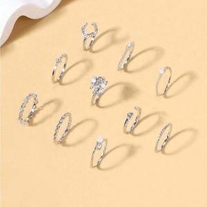10 pcs Pearl, Rhinestone, and Moon Decor Rings